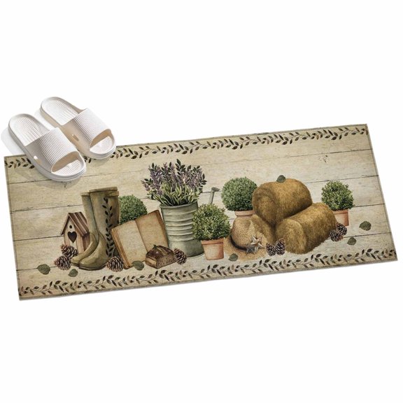 2x6ft Area Rug,Rustic Retro Book Boot Cap Washable Large Rugs Soft Non-Slip Floor Rug Vintage Farmhouse Wood Board Non-Shedding Indoor Carpets for Living Room Bedroom Home Office Nursery