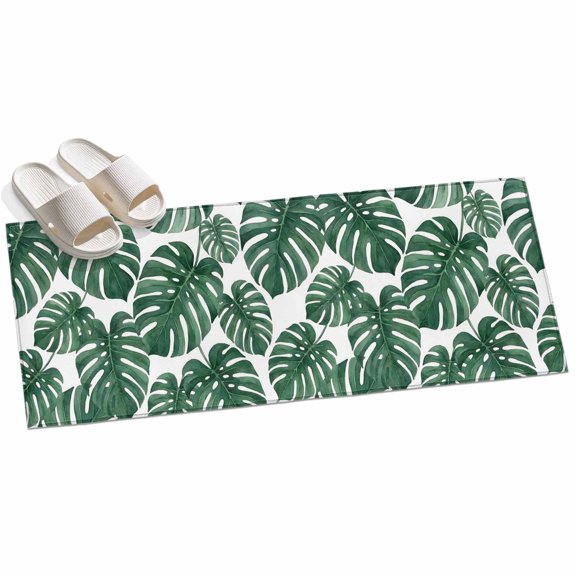 2x6ft Area Rug,Summer Green Monstera Seamless Washable Large Rugs Soft Non-Slip Floor Rug Tropical Leaf Rustic Plant Non-Shedding Indoor Carpets for Living Room Bedroom Home Office Nursery