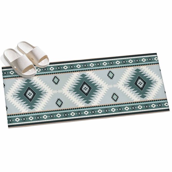 2x6ft Area Rug,Teal Aztec Tribal Style Washable Large Rugs Soft Non-Slip Floor Rug Ethnic Southwest Native Pattern Non-Shedding Indoor Carpets for Living Room Bedroom Home Office Nursery