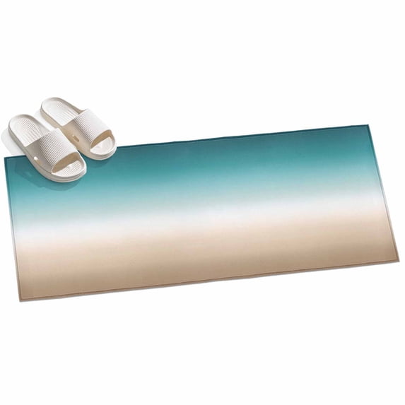 2x6ft Area Rug,Teal to Khaki Gradient Art Washable Large Rugs Soft Non-Slip Floor Rug Turquoise Watercolor Style Non-Shedding Indoor Carpets for Living Room Bedroom Home Office Nursery