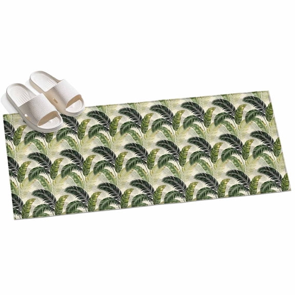 2x6ft Area Rug,Tropical Botanical Palm Leaves Washable Large Rugs Soft Non-Slip Floor Rug Jungle Green Foliage Leaf Non-Shedding Indoor Carpets for Living Room Bedroom Home Office Nursery