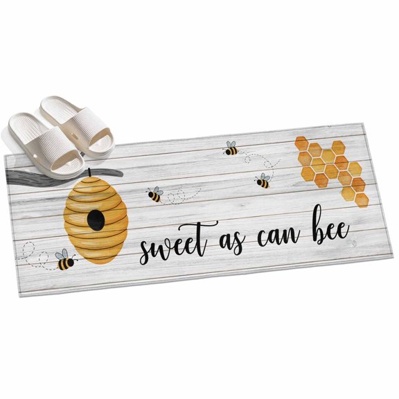 2x6ft Area Rug,Watercolor Bee Honeycomb Tree Branch Washable Large Rugs Soft Non-Slip Floor Rug Farm Wood Grain Non-Shedding Indoor Carpets for Living Room Bedroom Home Office Nursery