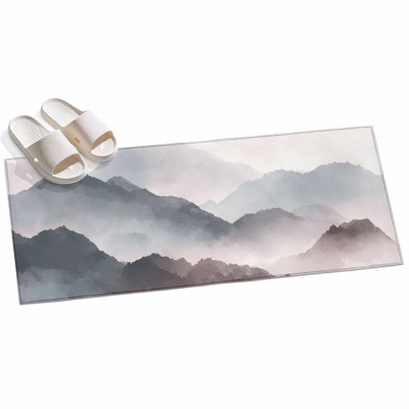 2x6ft Area Rug,Watercolor Mountain Range Washable Large Rugs Soft Non-Slip Floor Rug Landscape Pattern Art Non-Shedding Indoor Carpets for Living Room Bedroom Home Office Nursery