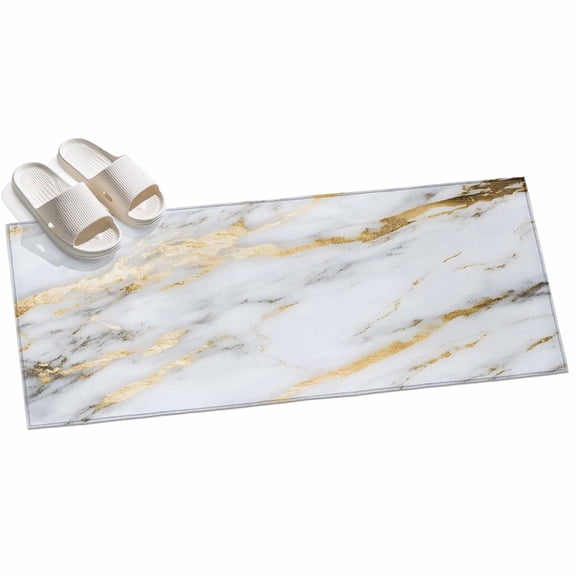 2x6ft Area Rug,White Marble Golden Lines Washable Large Rugs Soft Non-Slip Floor Rug Minimalism Abstract Texture Non-Shedding Indoor Carpets for Living Room Bedroom Home Office Nursery