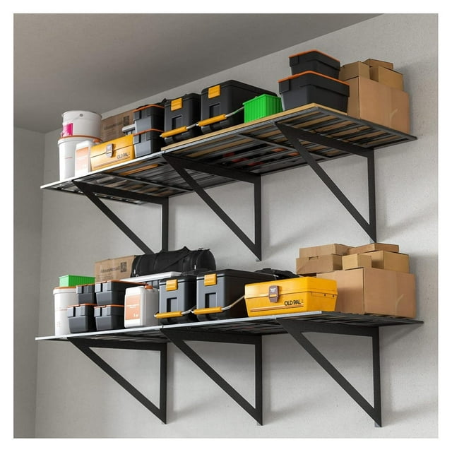 2x6ft Garage Wall Shelving, 2 Pack Heavy Duty Wall Mounted Floating Shelf, Garage Storage System