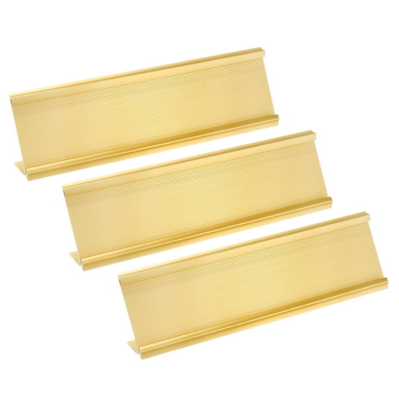 2x7.8inch Aluminum Name Plate Holder, 3 Pcs L Type for Desk Sign Holder Gold Tone
