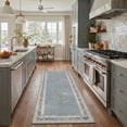 thumbnail image 1 of DEORAB 2x7 Area Rug Runner Washable Non Slip Low Pile Lightweight Indoor Rug for Hallway, Laundry Room, Bedroom, Bathroom, Floral Vines Pattern, Dusty Blue, 1 of 4