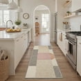thumbnail image 1 of 2x7 Area Rugs for Hallway Geometric Blocks Pattern Machine Washable Low Pile Runner with Non Slip Backing, Lightweight Indoor Carpet for Laundry Room, Bedroom, Bathroom, Entryway, Soft Oatmeal, 1 of 4