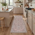 thumbnail image 1 of 2x7 Area Rugs for Hallway Machine Washable Low Pile Runner with Non Slip Backing, Indoor Lightweight Print Rug for Bedroom, Bathroom, Laundry Room, Entryway, Floral Medallion, Dusty Rose, 1 of 4