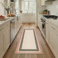 thumbnail image 1 of 2x7 Area Rugs for Hallway Machine Washable Low Pile Runner Rug with Dash Border, Non Slip Backing Lightweight Indoor Carpet for Laundry Room, Bedroom, Bathroom, Entryway Blush Peach Print, 1 of 4