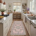 thumbnail image 1 of 2x7 Area Rugs for Hallway Machine Washable with Non Slip Backing, Low Pile Lightweight Runner Rug for Laundry Room, Bedroom, Bathroom, Floral Medallion Print Pattern, Dusty Rose, 1 of 4