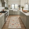 thumbnail image 1 of 2x7 Area Rugs Machine Washable Low Pile Runner with Non Slip Backing for Hallway, Laundry Room, Bedroom, Bathroom, Indoor Floor Mat Featuring Wild Flora Print Pattern in Oatmeal Beige, 1 of 4