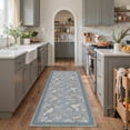 thumbnail image 1 of 2x7 Area Rugs Machine Washable Non Slip Low Pile Runner, Print Pattern Lightweight Indoor Rug for Hallway, Laundry Room, Bedroom, Bathroom, Bird Branch Dusty Blue, 1 of 4