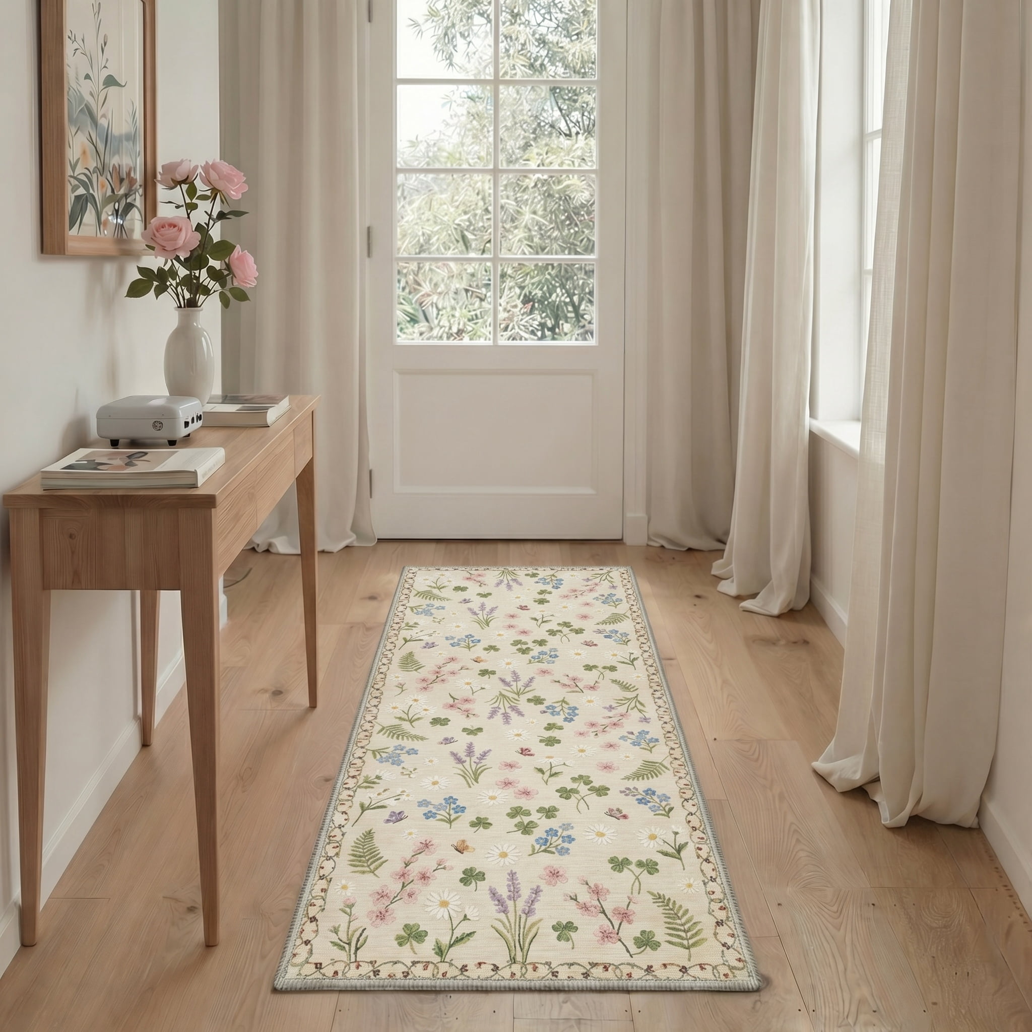 2x7 Area Rugs Non Slip Washable Low Pile Lightweight Runner, Print ...