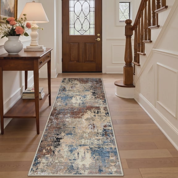 DEORAB 2x7 Runner Rugs for Hallway, Low Pile Soft Machine Washable Rugs, Non Slip Rug for Bedroom, Indoor Rug for Laundry Room & Bathroom