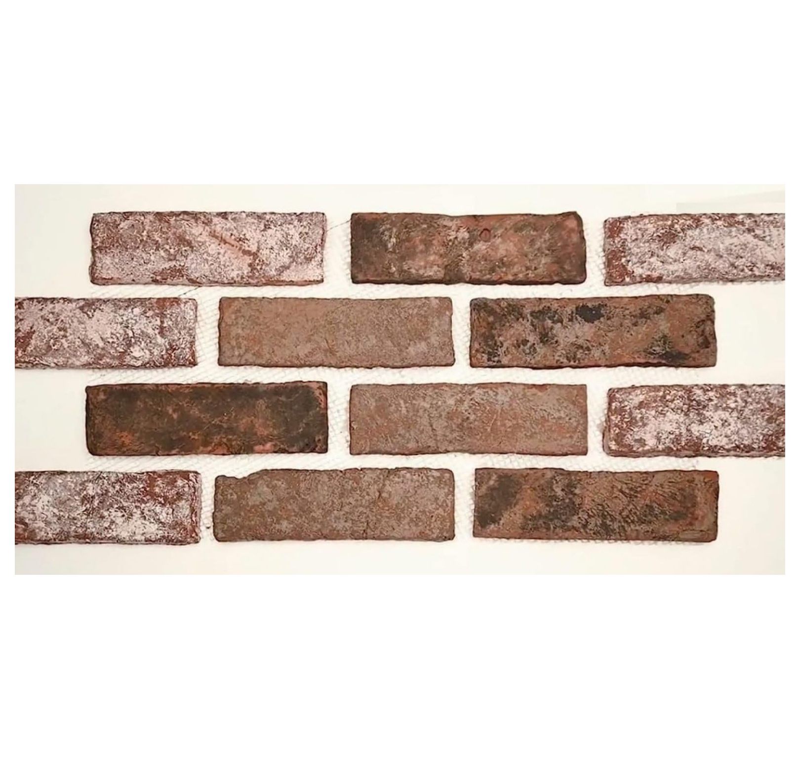 2x8 Brick Tumbled Rustic Look Clay Reddish Mesh Mounted Wall Tile for Kitchen and Bathroom Backsplash, Shower Wall Tile, Accent Wall, Fireplace Surround (Sample )