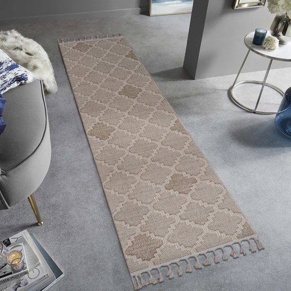 2x8 Cream Trellis Area Rug From - Look For Any Space Stain-, Non-shedding Great Living Areas And Pet Safe Simple Maintenance 0.29 Inches Pile Cotton Backing Polypropylene Construction Cream/trellis
