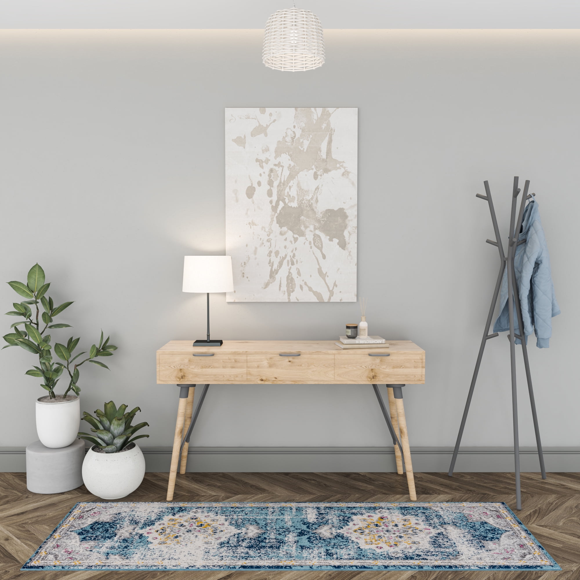 2x8 Modern Blue Runner Rugs for Hallway | Indoor Entry, Entryway, Walkway or Kitchen Rug 2'3'' x 7'3''