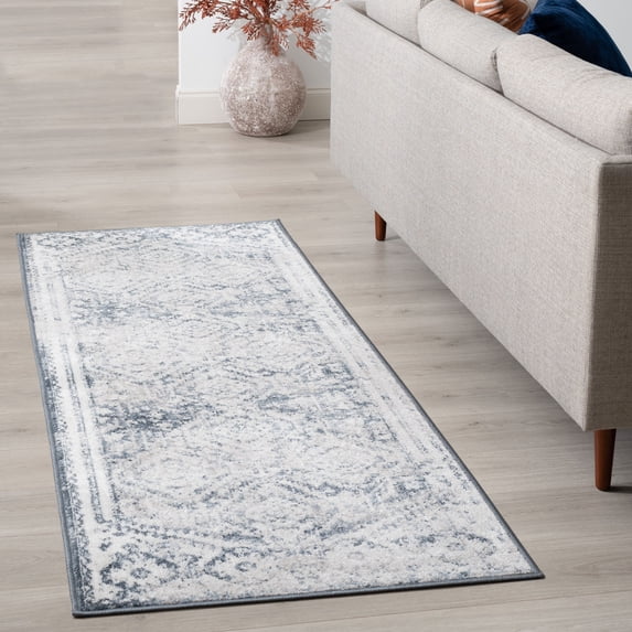 2x8 Modern Blue Runner Rugs for Hallway | Indoor Entry, Entryway, Walkway or Kitchen Rug 2'3'' x 7'3''
