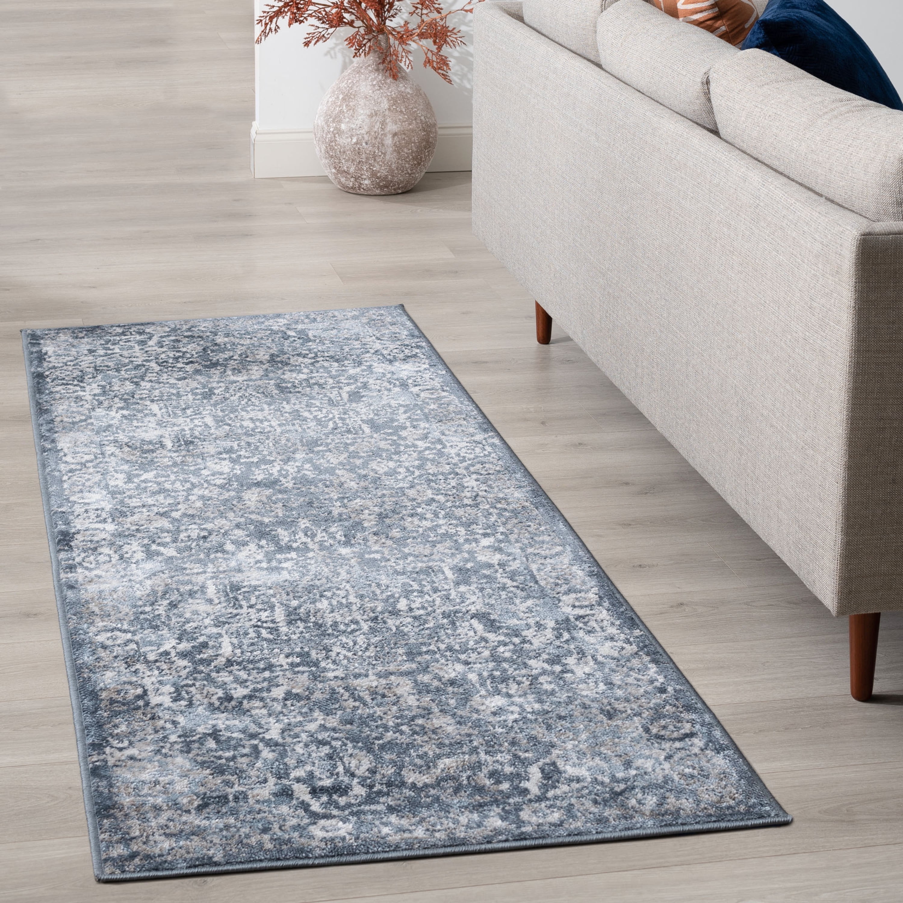 2x8 Modern Blue Runner Rugs for Hallway | Indoor Entry, Entryway, Walkway or Kitchen Rug 2'3'' x 7'3''
