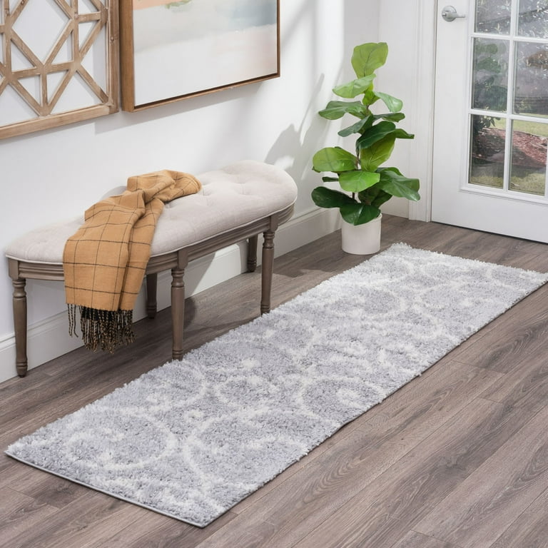 2x8 Modern Silver Runner Rugs for Hallway Indoor Entry Entryway Walkway or Kitchen Rug 2 3 x 7 3