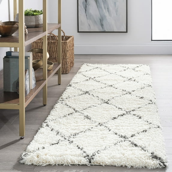 2x8 Modern White Runner Rugs for Hallway | Indoor Entry, Entryway, Walkway or Kitchen Rug 2'3'' x 7'3''