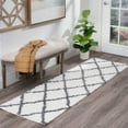 thumbnail image 1 of Bliss Rugs Transitional Diamond 2'3'' x 7'3'' White and Gray Polypropylene Indoor Runner Rug, 2'3'' x 7'3'', 1 of 10