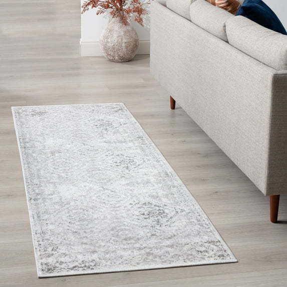 2x8 Modern White Runner Rugs for Hallway | Indoor Entry, Entryway, Walkway or Kitchen Rug 2'3'' x 7'3''