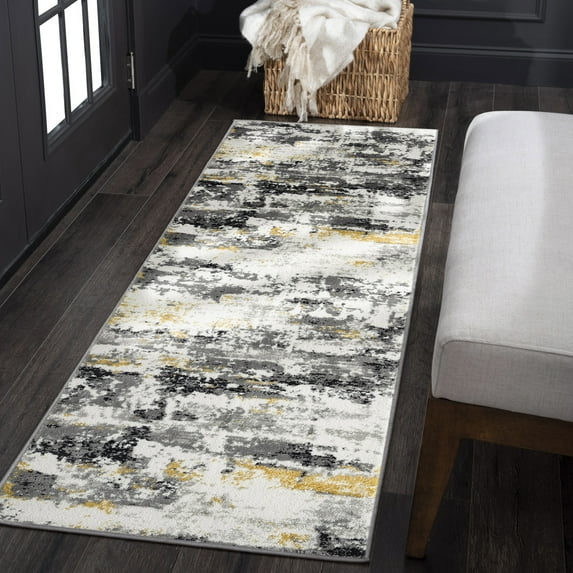 2x8 Modern Yellow Runner Rugs for Hallway | Indoor Entry, Entryway, Walkway or Kitchen Rug 2'3'' x 7'3''