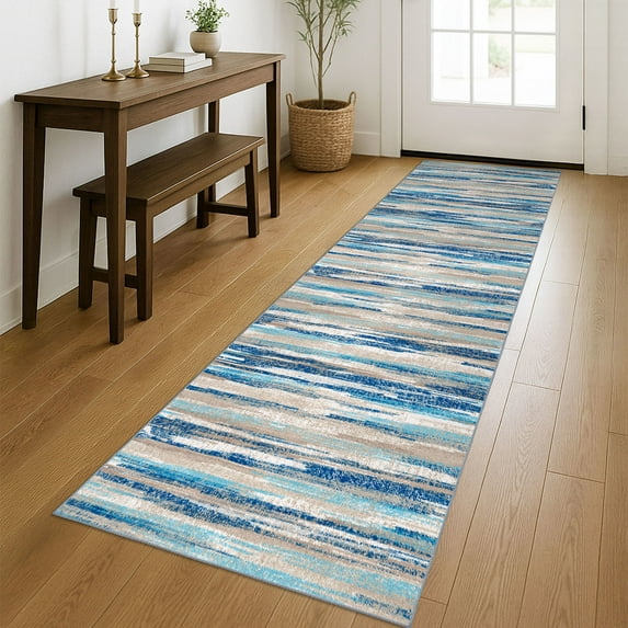Brisasol Runner Rug for Hallway 2x8 Modern Abstract Carpet Runner Non Slips Low Pile Printed Soft Indoor Runner for Kitchen Bedroom Entryway