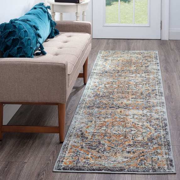 2x8 Traditional Blue Runner Rugs for Hallway | Indoor Entry, Entryway, Walkway or Kitchen Rug 2'3'' x 7'10''