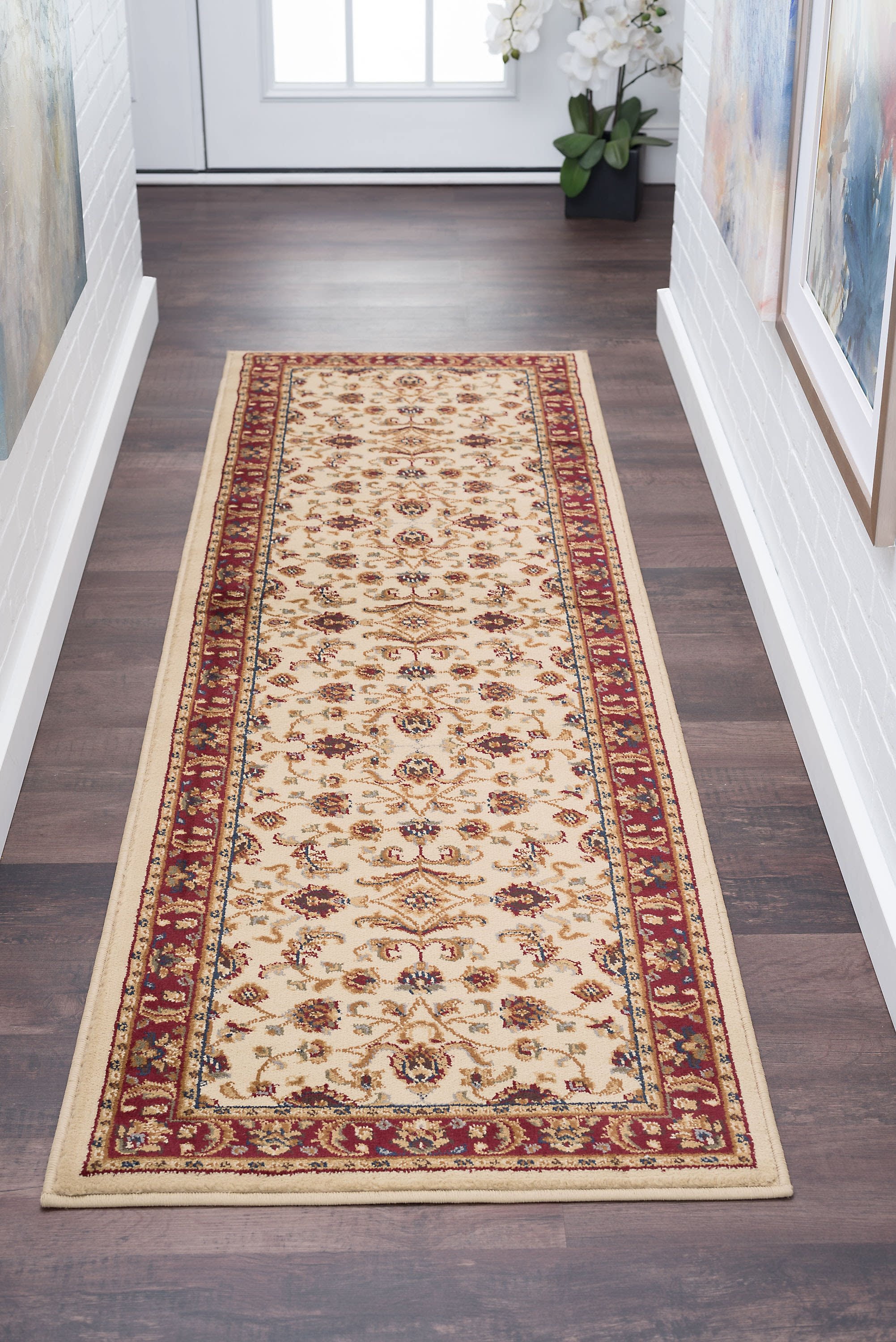 2x8 Transitional Ivory Runner Rugs for Hallway Indoor Entry, Entryway
