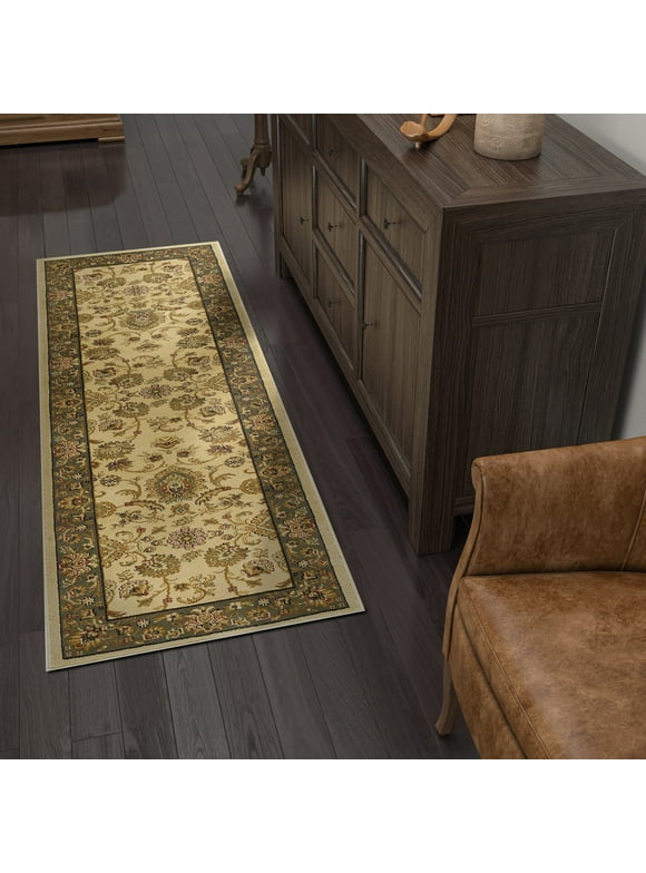 2x8 Transitional Ivory Runner Rugs for Hallway | Indoor Entry, Entryway, Walkway or Kitchen Rug 2'3'' x 7'3''