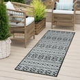 thumbnail image 1 of 2x8 Water Resistant, Indoor Outdoor Runner Rugs for Patios, Hallway, Entryway, Deck, Porch, Balcony or Kitchen | Outside Area Rug for Patio | Charcoal, Stripe | Size: 2'2'' x 7'3'', 1 of 8