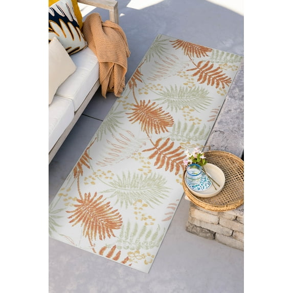 Bliss Rugs Floral Indoor Outdoor Rug Reversible Runner Rug for Patio, Hallway, Entryway, Deck, Orange ,2' x 8'