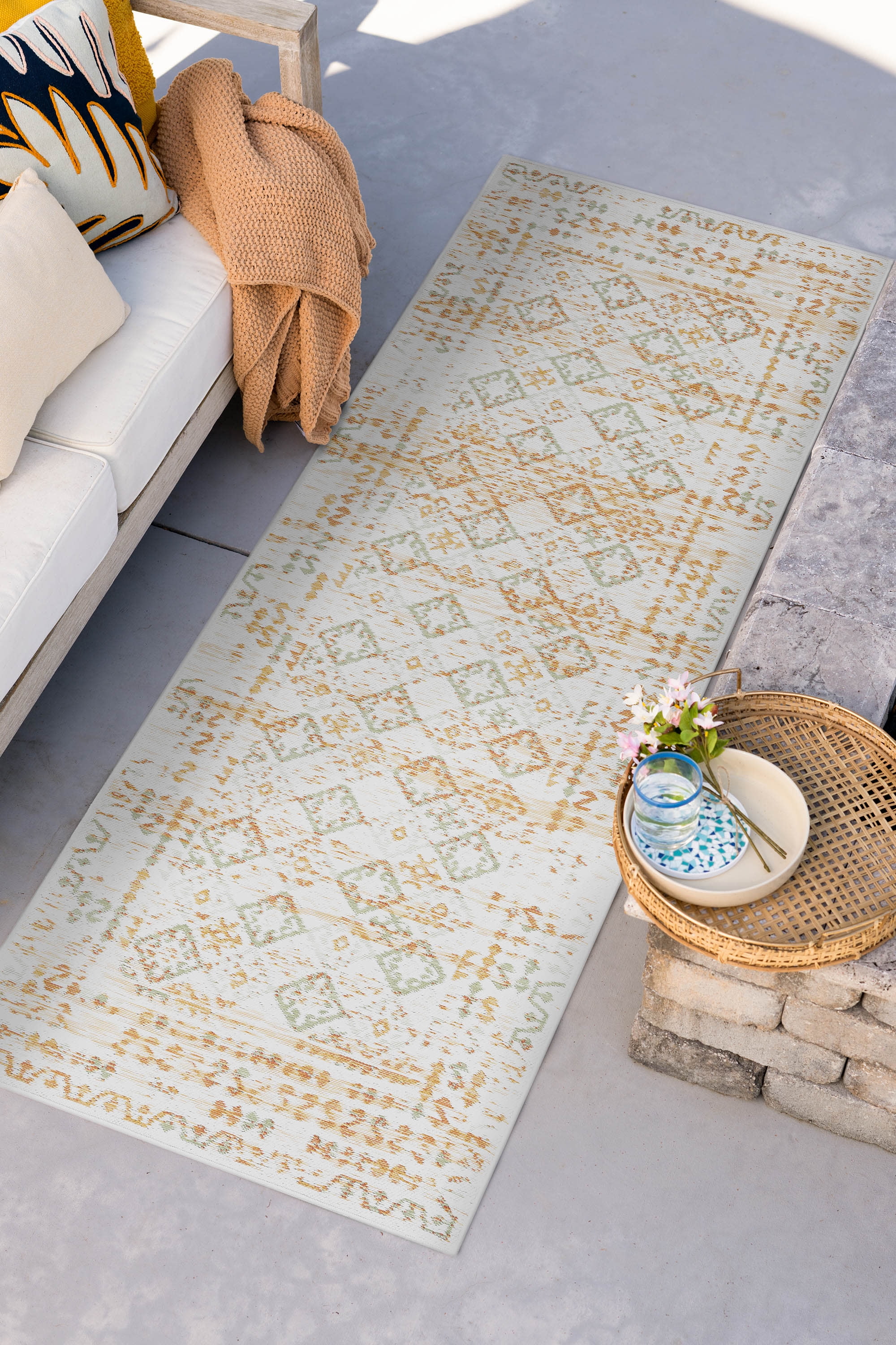 2x8 Water Resistant, Indoor Outdoor Runner Rugs for Patios, Hallway