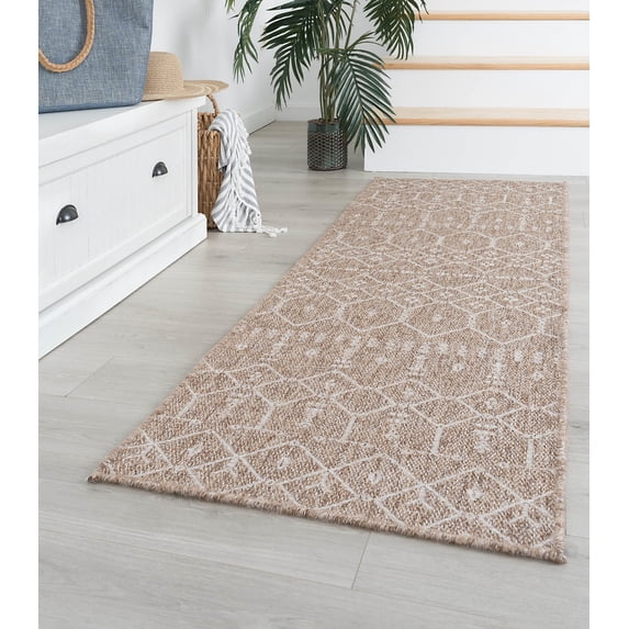 2x8 Water Resistant, Indoor Outdoor Runner Rugs for Patios, Hallway, Entryway, Deck, Porch, Balcony or Kitchen | Outside Area Rug for Patio | Taupe, Solid | Size: 2'3'' x 7'3''