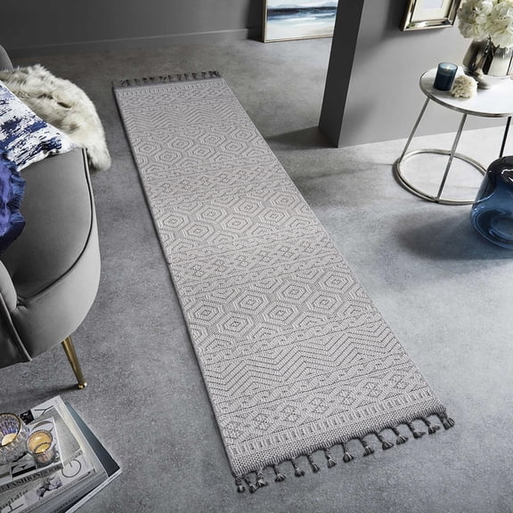 2x8 White Geometric Carpet, Stain , Non-shedding, And Pet-, Medium Pile, Versatile For Any Room Area Rug 2x8, Stain- & Pet Safe, To Spills