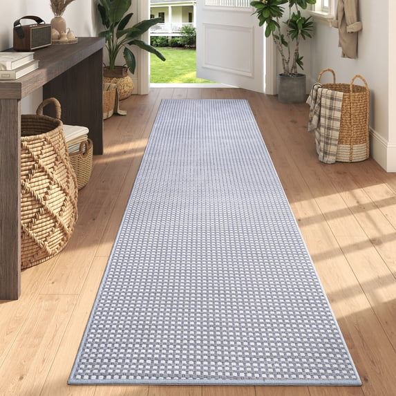 QiCaiJia 2x8 ft Gray Boho Runner Rugs Mat Non Slip Woven Kitchen Runners for Hallways Washable, Soft Long Entryway Laundry Hall Floor Runner Carpet for Indoor Backdoor Bedroom Kitchen Living Room