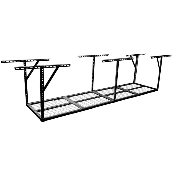 2x8FT Overhead Garage Storage Rack, Metal Ceiling Rack for Garage Organization, Adjustable 22-40 inch Height, 450lbs Capacity, Black Steel, Hooks Not Included