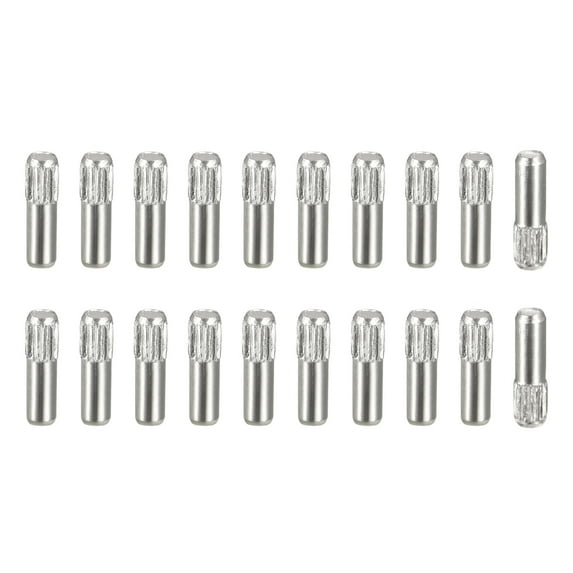 2x8mm 304 Stainless Steel Dowel Pins, 20 Pack Knurled Head Flat End Dowel Pin