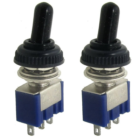 2xAC 125V 6A 3 Terminals ON/ON 2 Position SPDT Toggle Switch w Waterproof Cap