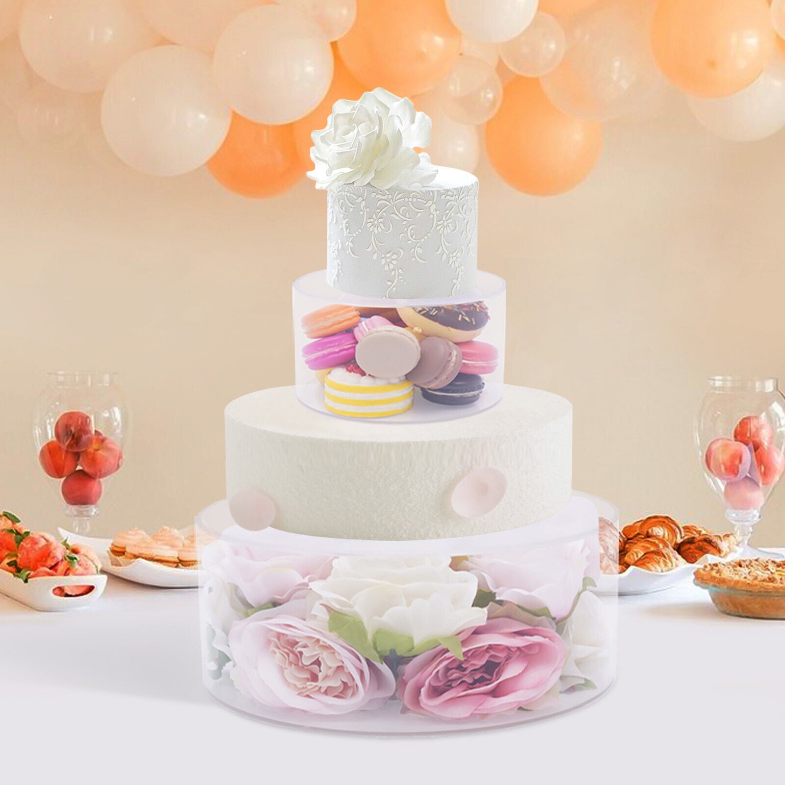 2xAcrylic Cake Stand Wedding Birthday Party Deco Cake Riser Display Box ...