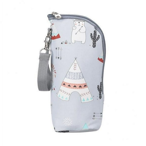 2xMultifunctional Milk Bottle Warm Bag Breastmilk Storage Bags Bag Cartoon Gray