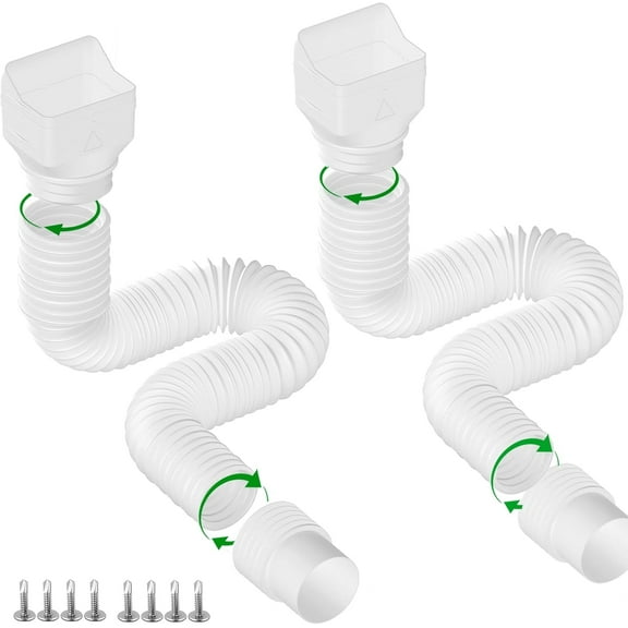 2xWhite Rain Gutter Downspout Extension Connector Rainwater Drainage Flexible Extendable from 21 to 62 Inches (Fit 4" x 3" downspouts)