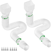 2xWhite Rain Gutter Downspout Extension Connector Rainwater Drainage Flexible Extendable from 21 to 62 Inches Fit 4 x 3 downspouts