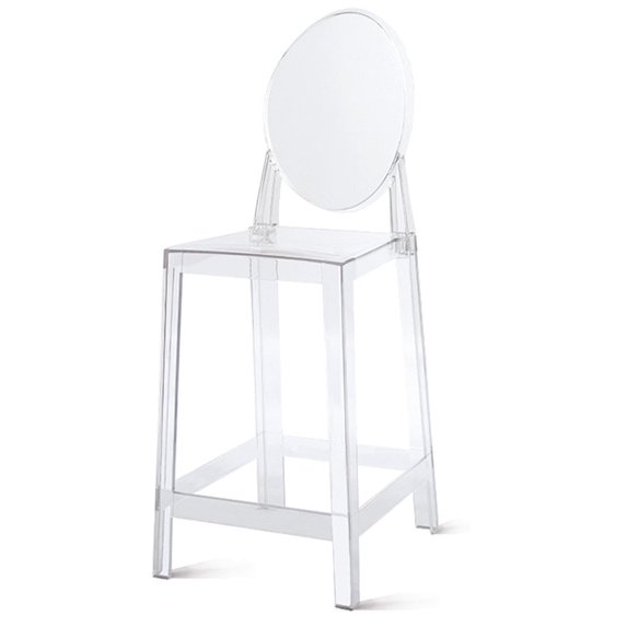 2xhome 25" Seat Height Transparent Kitchen Barstool, Modern Ghost Accent Side Armless Counter Stool With Back, Clear, Set of 1, 1 piece