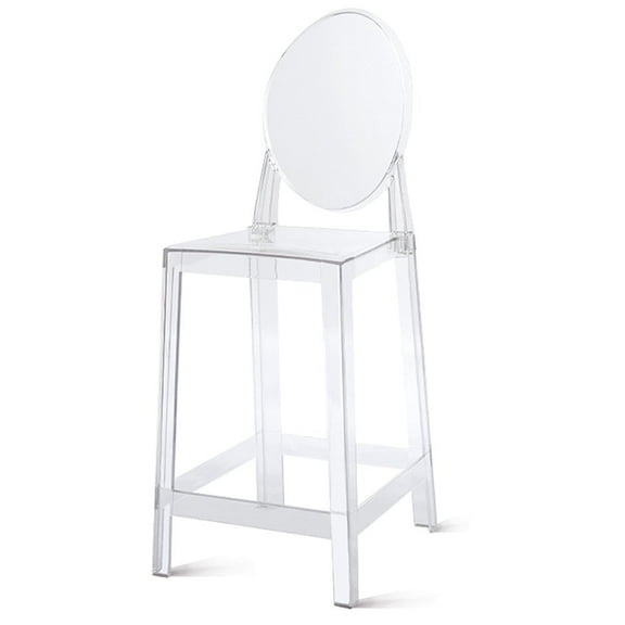 2xhome 25" Seat Height Transparent Kitchen Barstool, Modern Ghost Accent Side Armless Counter Stool With Back, Clear, Set of 1, 1 piece