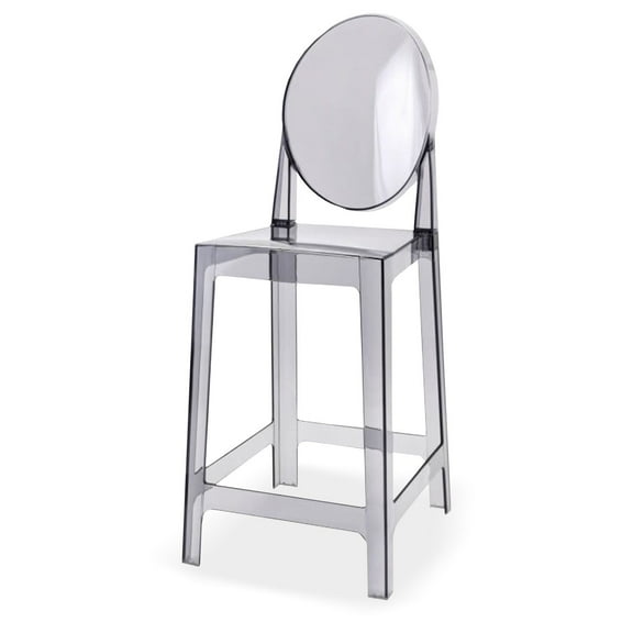 2xhome 25" Seat Height Transparent Kitchen Barstool, Modern Ghost Accent Side Armless Counter Stool With Back, Smoke, Set of 1, 1 piece
