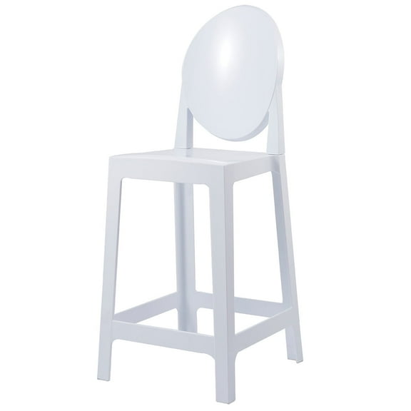 2xhome 25" Seat Height White Contemporary Modern Glam Barstool Modern Side Chair Molded Plastic Bar Stool Counter Accent Lounge No Arms Kitchen With Back, Set of 1, 1 piece